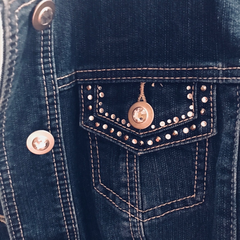 Denim Vest W/ Gemstone Pockets/Buttons